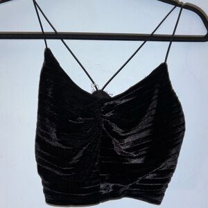 Wild Fable Black velvet Backless Ruched Camisole